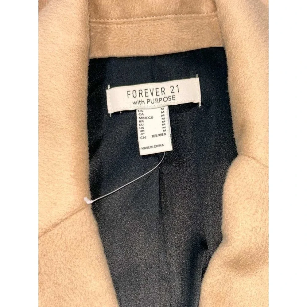 Forever 21 with Purpose Camel Tan Double Breasted Longline Coat Mens Medium M‎